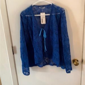 Measor royal blue tie front lace cardigan..💙